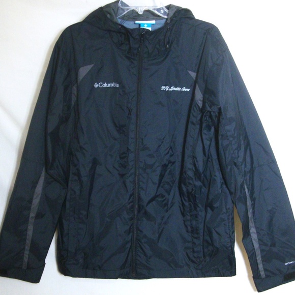 COLUMBIA Windbreaker Black Nylon Hoodie Jacket - Picture 1 of 6
